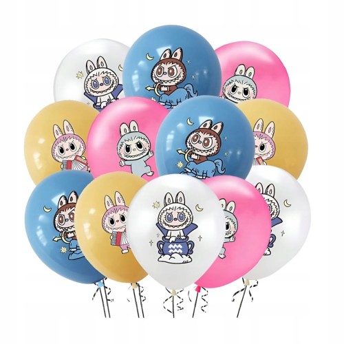 ZESTAW BALONÓW NA URODZINY LABUBU BALON LA BUBU SZARY MONSTER 66 CM